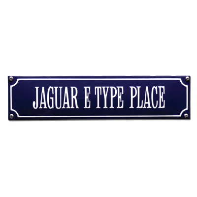 JAGUAR E-TYPE PLACE emaille "straatnaambordje". 33x8 cm. Type S-42