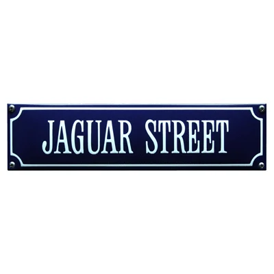 JAGUAR STREET emaille "straatnaambordje". 33x8 cm. Type S-44