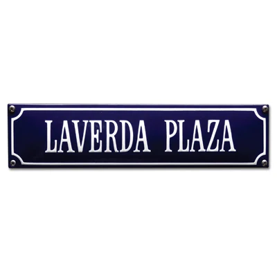 LAVERDA PLAZA emaille "straatnaambordje". 33x8 cm. Type S-51