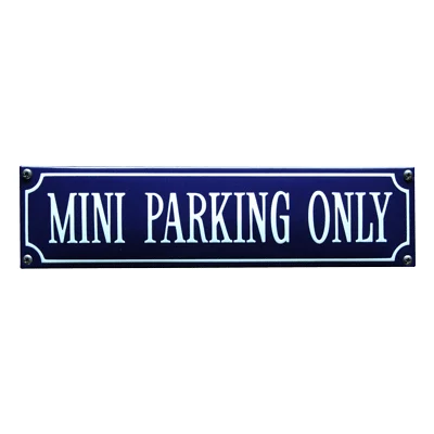 MINI PARKING ONLY emaille "straatnaambordje". 33x8 cm. Type S-61