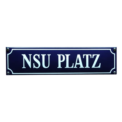 NSU PLATZ emaille straatnaambordje. 33x8 cm. Type S-66