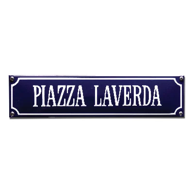 PIAZZA LAVERDA emaille "straatnaambordje". 33x8 cm. Type S-70