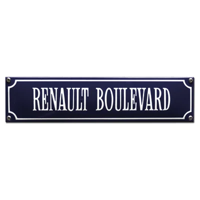 RENAULT BOULEVARD emaille straatnaambordje. 33x8 cm. Type S-76