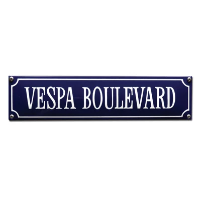 VESPA BOULEVARD emaille "straatnaambordje". 33x8 cm. Type S-90