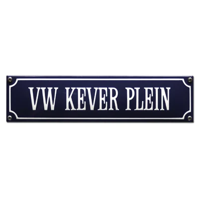 VW KEVER PLEIN emaille straatnaambord. 33x8 cm. Type S-92