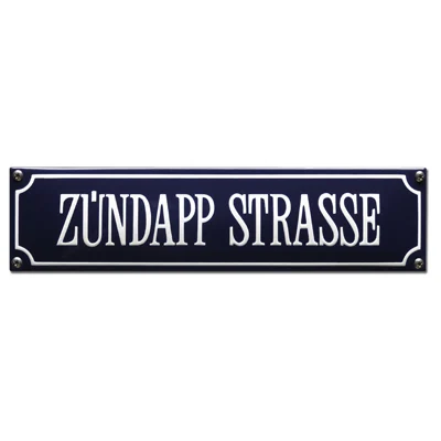 ZUNDAPP STRASSE emaille straatnaambordje. 33x8 cm. Type S-95