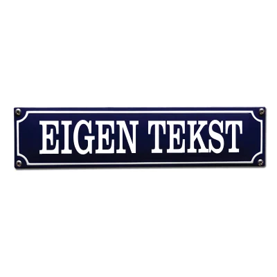 Uw EIGEN TEKST op een "straatnaambordje". 33x8 cm. Type S_97