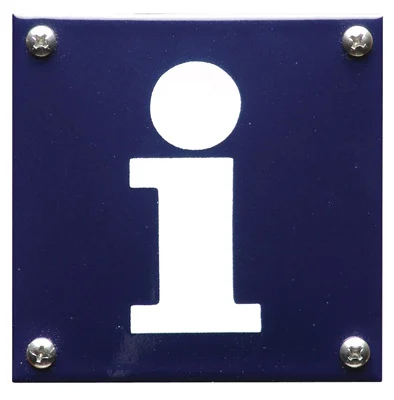 Informatie pictogrambordje. Geëmailleerd. 10x10 cm. Blauw/Wit
