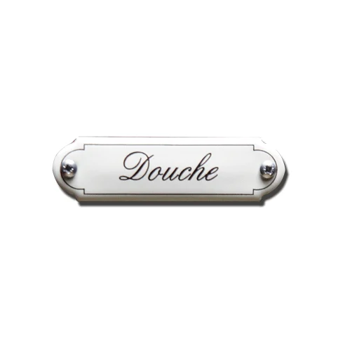 Douche. Emaille tekstbordje Klassiek. 8x2,2 cm. Lettertype Sierschrift