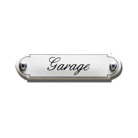 Garage. Emaille tekstbordje Klassiek. 8x2,2 cm. Lettertype Sierschrift