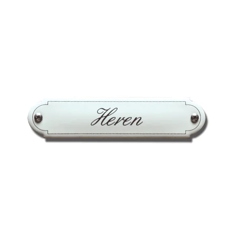 Heren. Emaille tekstbordje Klassiek. 8x2,2 cm. Lettertype Sierschrift