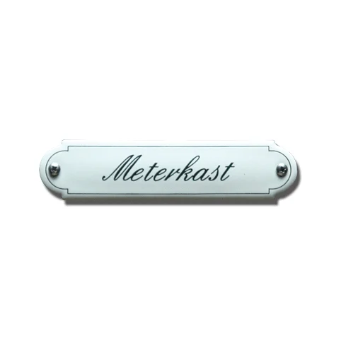 Meterkast. Emaille tekstbordje Klassiek. 8x2,2 cm. Lettertype Sierschrift
