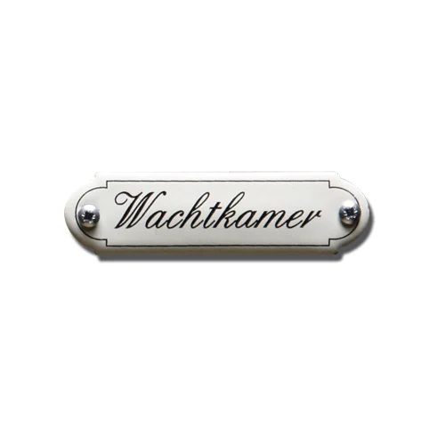 Wachtkamer. Emaille tekstbordje Klassiek. 8x2,2 cm. Lettertype Sierschrift