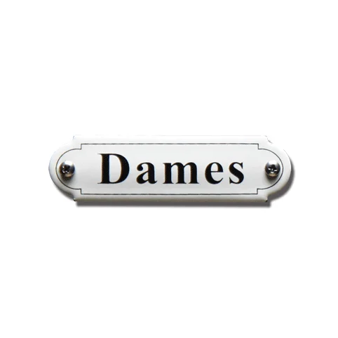 Dames. Emaille tekstbordje Klassiek. 8x2,2 cm. Lettertype Times