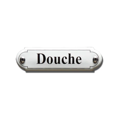 Douche. Emaille tekstbordje Klassiek. 8x2,2 cm. Lettertype Times