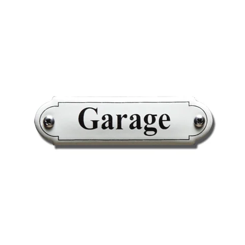 Garage. Emaille tekstbordje Klassiek. 8x2,2 cm. Lettertype Times