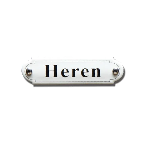 Heren. Emaille tekstbordje Klassiek. 8x2,2 cm. Lettertype Times