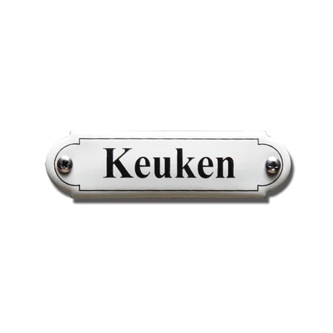 Keuken. Emaille tekstbordje Klassiek. 8x2,2 cm. Lettertype Times