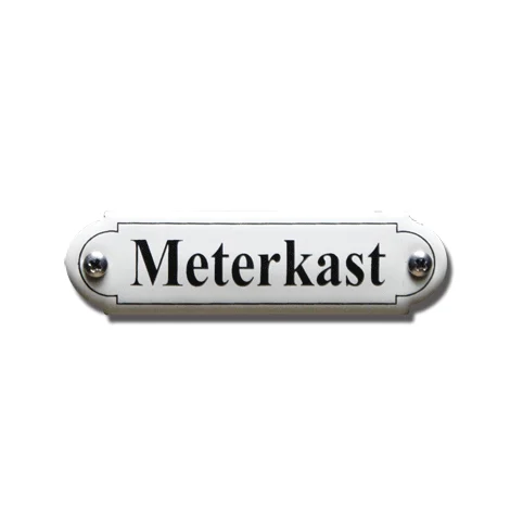 Meterkast. Emaille tekstbordje Klassiek. 8x2,2 cm. Lettertype Times