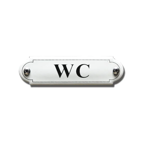 WC. Emaille tekstbordje Klassiek. 8x2,2 cm. Lettertype Times