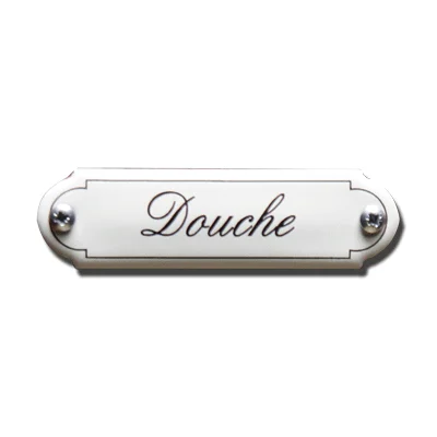 Douche. Emaille tekstbordje Klassiek. 11,5x2,7 cm. Lettertype Sierschrift