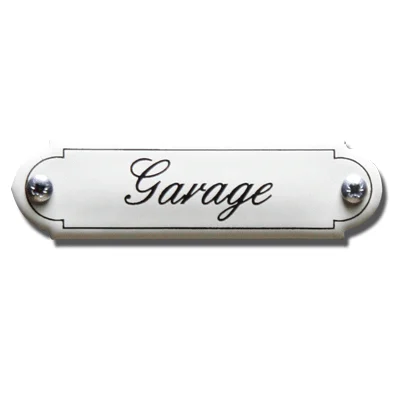 Garage. Emaille tekstbordje Klassiek. 11,5x2,7 cm. Lettertype Sierschrift