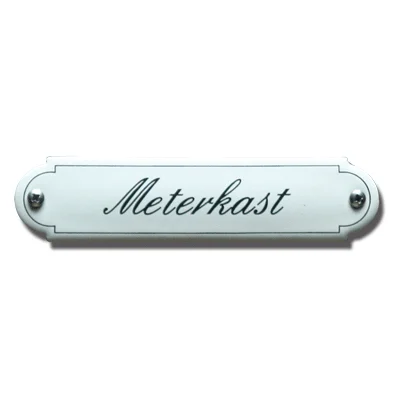 Meterkast. Emaille tekstbordje Klassiek. 11,5x2,7 cm. Lettertype Sierschrift
