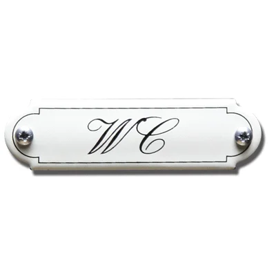WC. Emaille tekstbordje Klassiek. 11,5x2,7 cm. Lettertype Sierschrift