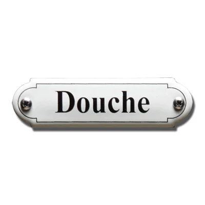 Douche. Emaille tekstbordje Klassiek. 11,5x2,7 cm. Lettertype Times