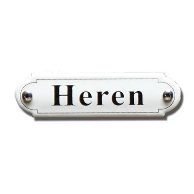 Heren. Emaille tekstbordje Klassiek. 11,5x2,7 cm. Lettertype Times
