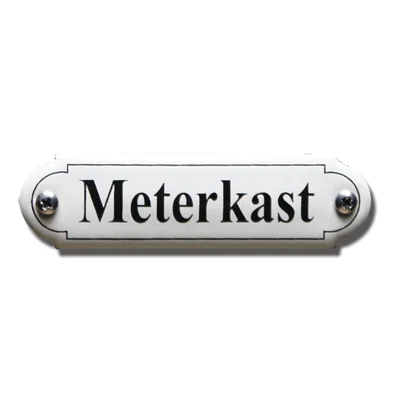 Meterkast. Emaille tekstbordje Klassiek. 11,5x2,7 cm. Lettertype Times
