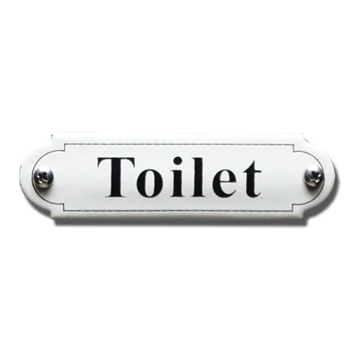 Toilet. Emaille tekstbordje Klassiek. 11,5x2,7 cm. Lettertype Times