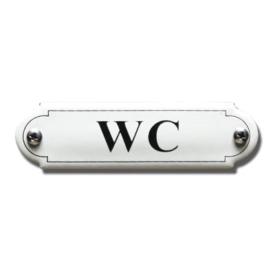 WC. Emaille tekstbordje Klassiek. 11,5x2,7 cm. Lettertype Times