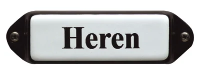 Heren bordje van emaille met oor. 8x3 cm