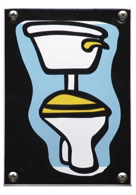 WC pot kunst. Emaille toiletbordje. W21