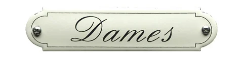 Dames klassiek emaille toiletbordjes. Sierletters. 8x2,2 cm