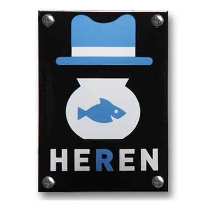 Emaille toiletbordje HEREN. 10x14 cm