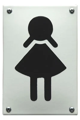 Dame pictogram abstract. 8x12 cm gebold emaille bordje