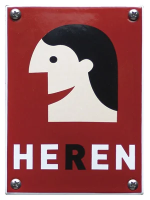 Gubels design Heren toiletbordje van emaille. 10x14 cm