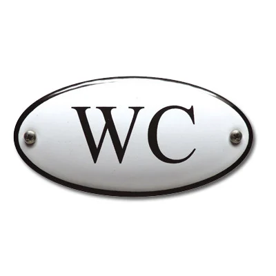 WC bordje van emaille ovaal. 10x5 cm