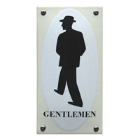 Gentlemen toiletbordje geëmailleerd. 7x14 cm