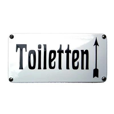 Emaille bord "Toiletten" met pijl omhoog. 20x10 cm. NH69