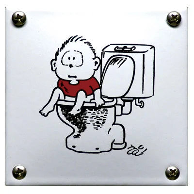 Emaille toiletbordje kind. 10x10 cm