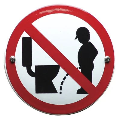 Emaille toiletbordje niet naast de pot plassen. Rond 10 cm