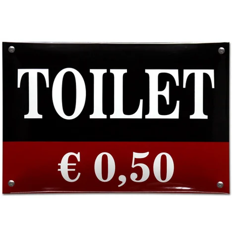 Emaille wc bord. TOILET 50 cent. 30x20 cm