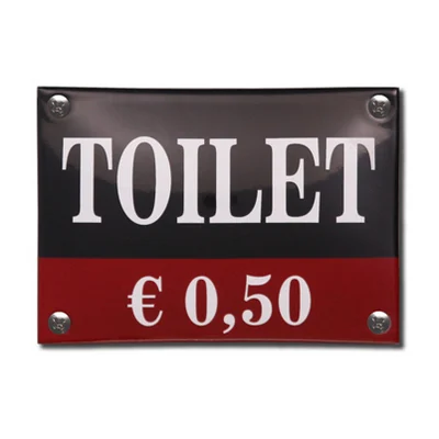 Emaille wc bordje. TOILET 50 cent. 14x10 cm