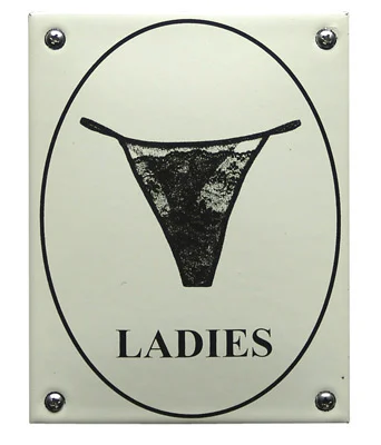 Ladies string toiletbordje geëmailleerd. 10x13 cm