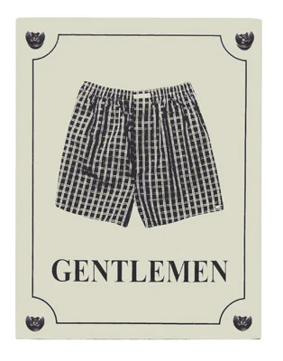 Gentlemen boxershort toiletbordje van emaille. 10x13 cm. W12