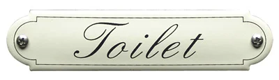 Toilet klassiek emaille toiletbordjes. Sierletters. 11,5x2,7 cm