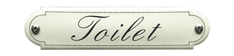 Toilet klassiek emaille toiletbordjes. Sierletters. 8x2,2 cm